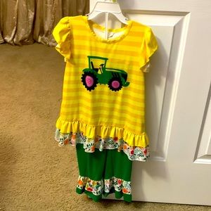 Tractor ruffle pants girl outfit